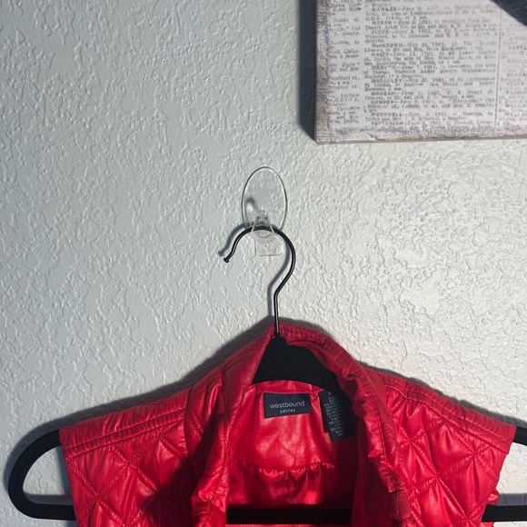 Westbound Petite Women’s Fire Red Zip Up Vest Size Petite Small - Picture 3 of 5